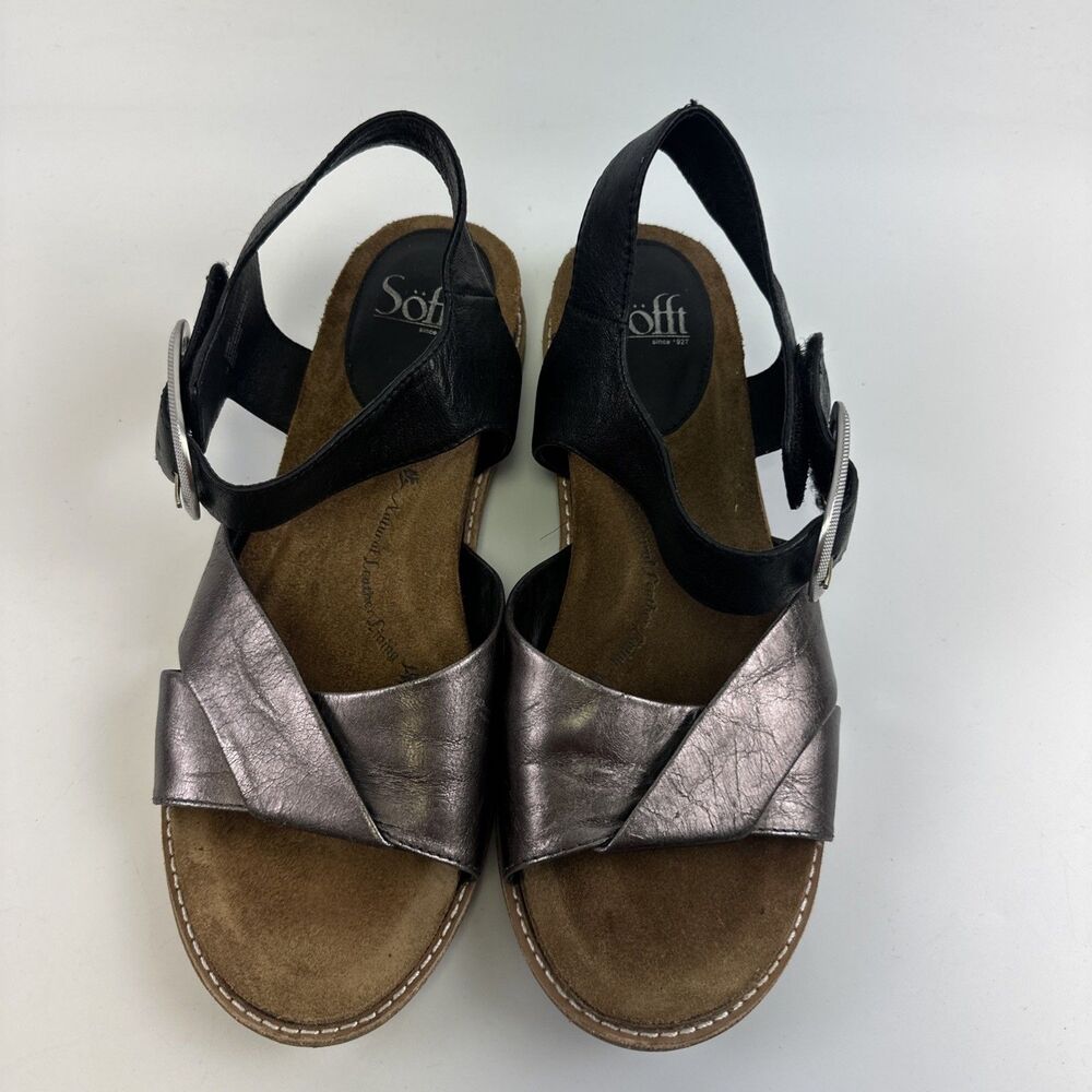 Sofft Bayo Sandal Pewter Soft Leather Comfort Adjustable Hidden Wedge Womens 9 - Picture 15 of 16